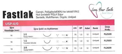 Dental Sütur Fastlak 4/0 Hızlı Emilebilir PGLA Cerrahi Ameliyat İpliği - Boz