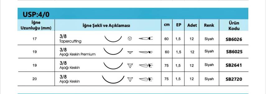 Dental Sütur Silk İpek 4/0 Emilemeyen Cerrahi Ameliyat İpliği - 1