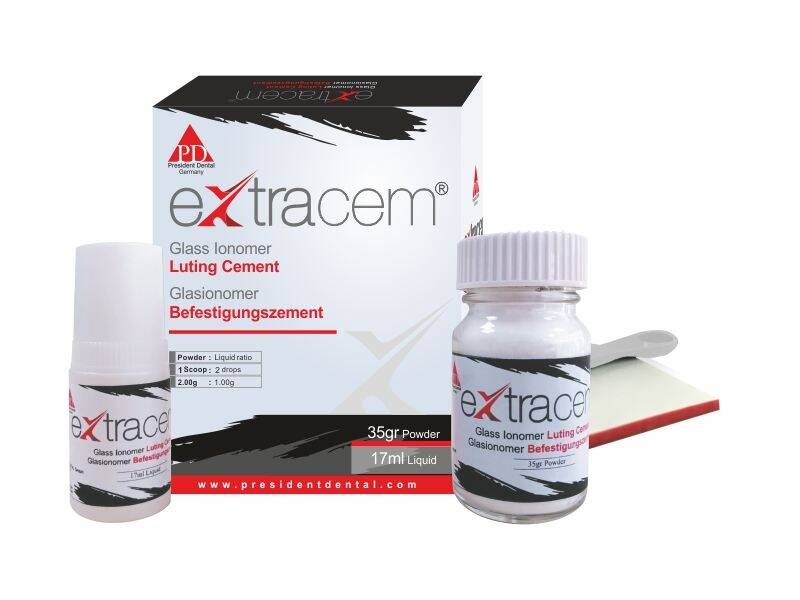 ExtraCem Cam Ionomer Yapıştırma Simanı 35gr.Toz + 17ml.Likit - 1