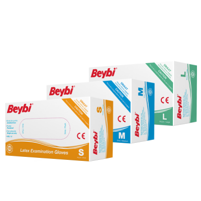 Lateks Pudralı Muayene Eldiveni 100'lü - Beybi